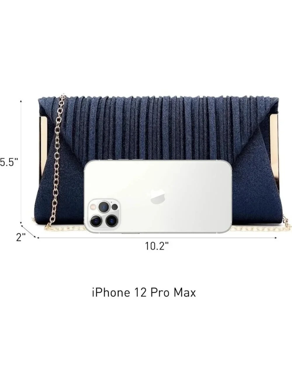 Women’s Navy Blue1 Clutch Purse With Detachable Chain Wedding Formal Evening Bag